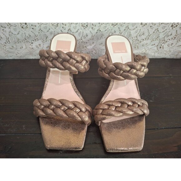 NWOB Dolce Vita Paily Bronze Braided Block Heeled Sandals/Sz. 7.5 - Picture 5 of 9